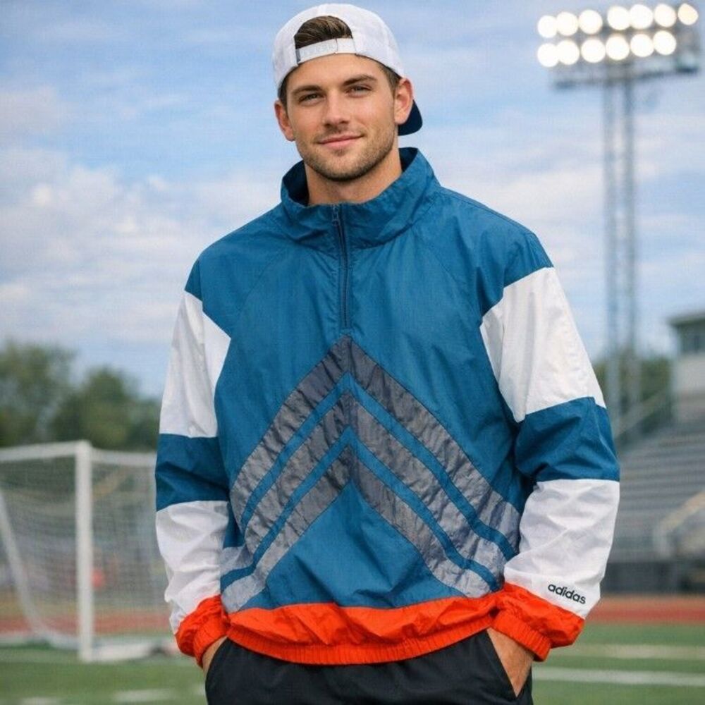 Vintage Adidas Originals 90s Trefoil Colorblock Pullover Half-Zip Windbreaker XL